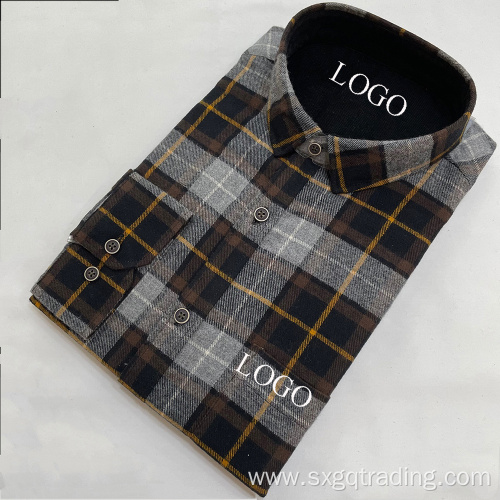 Plaid flannel mens long sleeve shirt